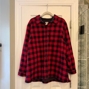 L.L. Bean Red and Black Checkered Fleece